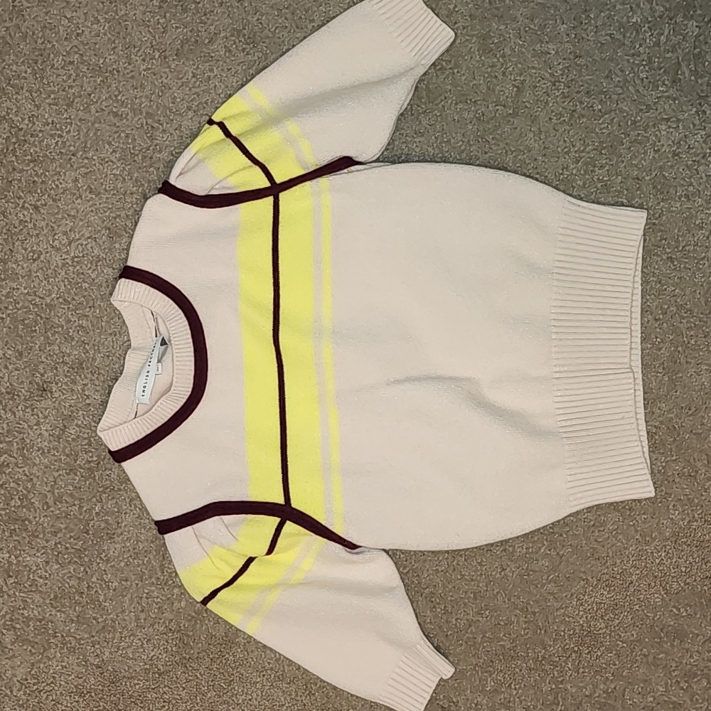 English Factory Puff Sleeve Striped Sweater - Picture 4 of 6